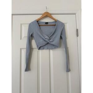 Windsor Long Sleeve Twist Front Crop Top small